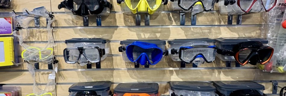 Scubapro mask on display at Dive BVI